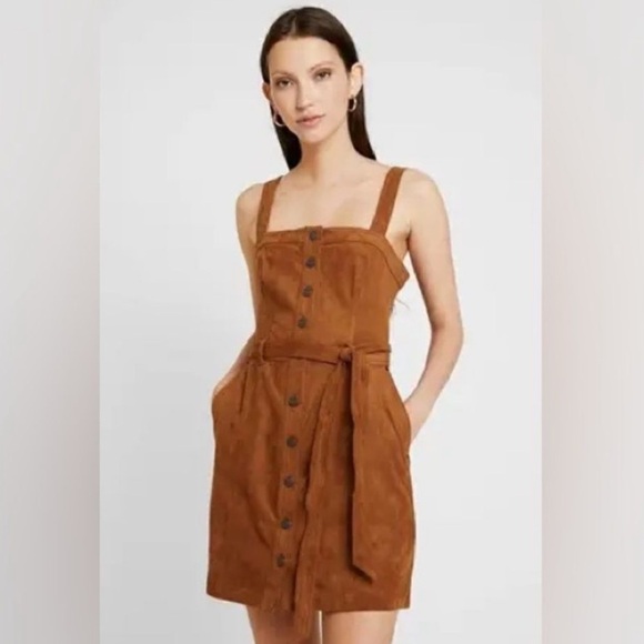 Abercrombie & Fitch Dresses & Skirts - Abercrombie & Fitch Small Brown Faux Suede Pinafore Dress